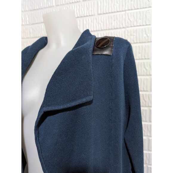 PerSe Women's Teal Open-Front Knitted Cardigan Sweater Size S - Picture 3 of 6